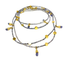 Load image into Gallery viewer, Long Beaded Necklace,Iolite Necklace,Charms Necklace Topaz Jewelry
