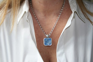 Blue Swarovski Crystal Statement Necklace, Topaz Jewelry