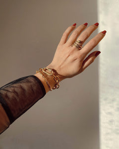 Gold Plated, Oval Links Small Bracelet, Gold Small Bracelet, Carabiner Clasp Oval Small Wrist Bracelet, Topaz Jewelry