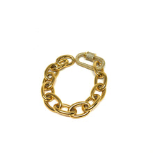 Load image into Gallery viewer, Gold Plated, Oval Links Small Bracelet, Gold Small Bracelet, Carabiner Clasp Oval Small Wrist Bracelet, Topaz Jewelry 
