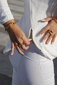 Gold Plated, Oval Links Small Bracelet, Gold Small Bracelet, Carabiner Clasp Oval Small Wrist Bracelet, Topaz Jewelry