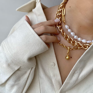 Gold Plated Chunky Chain,Gold Plated Curb Chain Necklace,Topaz Jewelry