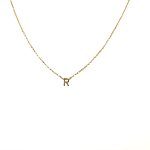 10K Gold Initial Necklace,Gold Initial Necklace,Gold R Necklace,Topaz Jewelry