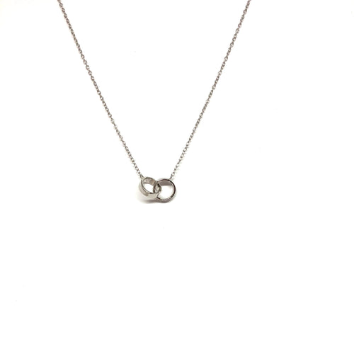 Sterling Silver Double Rings Necklace,Sterling Silver Friendship Necklace - Topaz Jewelry