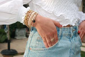 Gold Filled Pearls Bracelet,Gold Stretch Bracelet,Pearl Strtch Bracelet,Topaz Jewelry