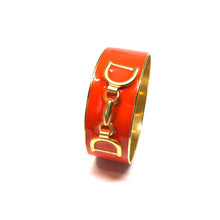 Load image into Gallery viewer, Orange Gold Plated Enamel Bangle,Horse Bite Enamel Bangle,Topaz Jewelry

