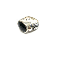 Load image into Gallery viewer, Textured Sterling Silver Oval Onyx Ring - Topaz Jewelry
