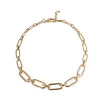 Load image into Gallery viewer, Gold Plated Oval Links Necklace,Short Link Necklace - Topaz Jewelry