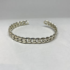 Sterling Silver Chain Links Cuff Bracelet,Silver Cuban Chain Cuff Bracelet,Topaz Jewelry