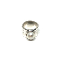 Load image into Gallery viewer, Silver Statement Ring, Large Pearl Ring, Pearl Statement Ring, Chunky Pearl Ring ,Topaz Jewelry