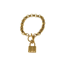 Load image into Gallery viewer, Gold Plated Links Chain Padlock Charm Bracelet,Topaz Jewelry
