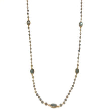 Load image into Gallery viewer, Long Labradorite Station Necklace, Topaz Jewelry
