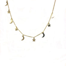 Load image into Gallery viewer, Gold Vermeil Star Moon Necklace,Star Moon Charms Necklace - Topaz Jewelry