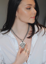 Load image into Gallery viewer, Silver Medallion Necklace, Statement French Medallion Necklace, - Topaz Jewelry