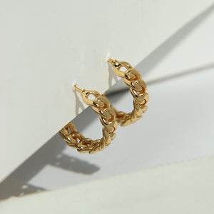Gold Plated Link Chain Hoop Earrings, Topaz Jewelry