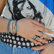 Load image into Gallery viewer, Oxidized Sterling Silver Black Pave Stack Ring,Aqua Crystal Ring, - Topaz Jewelry