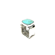 Load image into Gallery viewer, Turquoise Ring ,Sterling Silver Turquoise Ring,Square Gemstone Ring,Hammered Turquoise Ring,- Topaz Jewelry