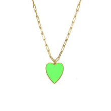 Load image into Gallery viewer, Gold Vermeil Link Chain,Enamel Green Enamel Heart,Topaz Jewelry
