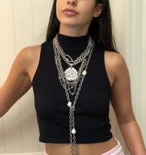 Load image into Gallery viewer, Silver Medallion Necklace, Statement French Medallion Necklace- Topaz Jewelry