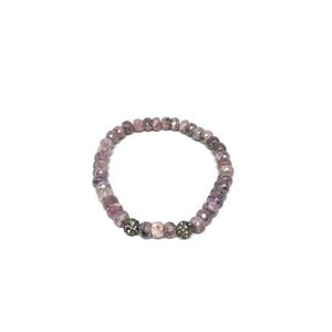 Pink Silverite Stones Stretch Bracelet,Stackable Pink,Silver Stretch Bracelet,Topaz Jewelry