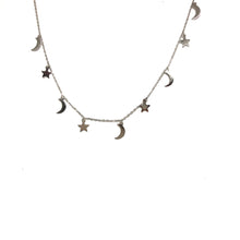 Load image into Gallery viewer, Sterling Silver Star Moon Necklace,Star Moon Charms Necklace - Topaz Jewelry