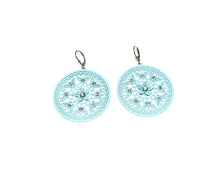 Load image into Gallery viewer, Light Blue Lace Earrings,Light Blue Statement Earrings- Topaz Jewelry
