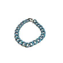 Load image into Gallery viewer, Turquoise Cuban Links Bracelet,Oxidized Sterling Silver Pave Turquoise Bracelet,  - Topaz Jewelry
