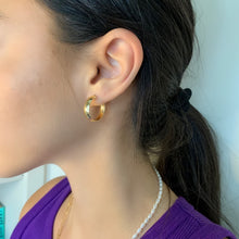 Load image into Gallery viewer, Small Thic Gold Hoops,10K Yellow Gold Hoop Earrings,Topaz Jewelry
