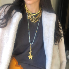 Load image into Gallery viewer, Aquamarine Star Charm Necklace,Light Blue Stars Statement Necklace- Topaz Jewelry