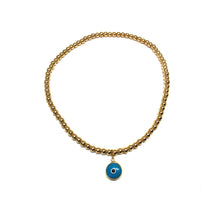 Load image into Gallery viewer, Blue Eye Stretchy Gold Anklet,Eye Anklet ,Evil Eye Anklet- Topaz Jewelry
