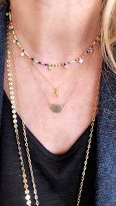 Half Moon Necklace ,Half Circle Necklace - Topaz Jewelry