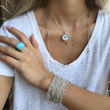 Load image into Gallery viewer, Turquoise Ring ,Sterling Silver Turquoise Ring,Square Gemstone Ring,Hammered Turquoise Ring,- Topaz Jewelry