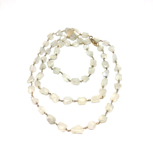 Long Multi Moonstone Necklace,Topaz Jewelry