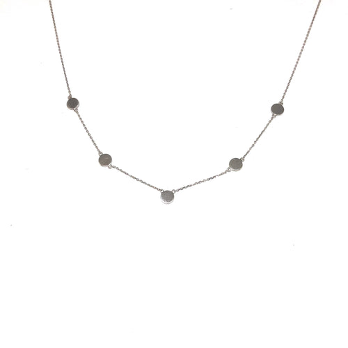White Gold Disc Necklace,Five Disc Necklace - Topaz Jewelry