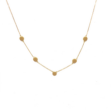 Load image into Gallery viewer, 10K Solid Gold Disc Necklace, Five Disc Necklace - Topaz Jewelry