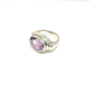 Sterling Silver Oval Amethyst Ring - Topaz Jewelry