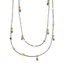 Load image into Gallery viewer, Long Beaded Necklace,Iolite Necklace,Charms Necklace Topaz Jewelry
