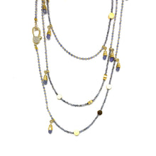 Load image into Gallery viewer, Long Beaded Necklace,Iolite Necklace,Charms Necklace Topaz Jewelry
