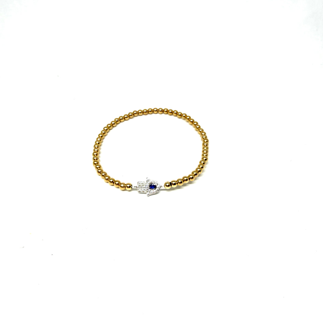 Gold Filled Hamsa Stretch Bracelet 