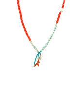 Load image into Gallery viewer, Coral Beaded Necklace, Coral Turquoise Necklace,Colour Charm Necklace,Topaz Jewelry
