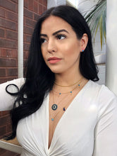 Load image into Gallery viewer, Evil Eye Necklace, Five Blue Eyes Necklace, Evil Eye Choker, Evil Eye Charm Necklace,Topaz Jewelry
