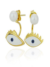 Load image into Gallery viewer, Evil eye Post Ear Jacket Earrings - Topaz Jewelry
