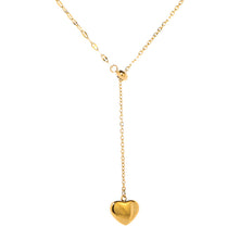Load image into Gallery viewer, Heart Lariat Necklace,Adjustable Heart Lariat Necklace,18K Gold Stainless Steel Lariat Necklace,Topaz Jewelry 
