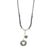 Load image into Gallery viewer, Blue Sapphire Charms Necklace,Blue Heart Long Necklace - Topaz Jewelry

