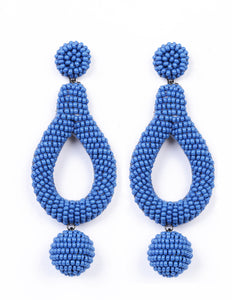Beaded Blue Statement Earrings,Colour Pop Earrings,Vacation Earrings - Topaz Jewelry
