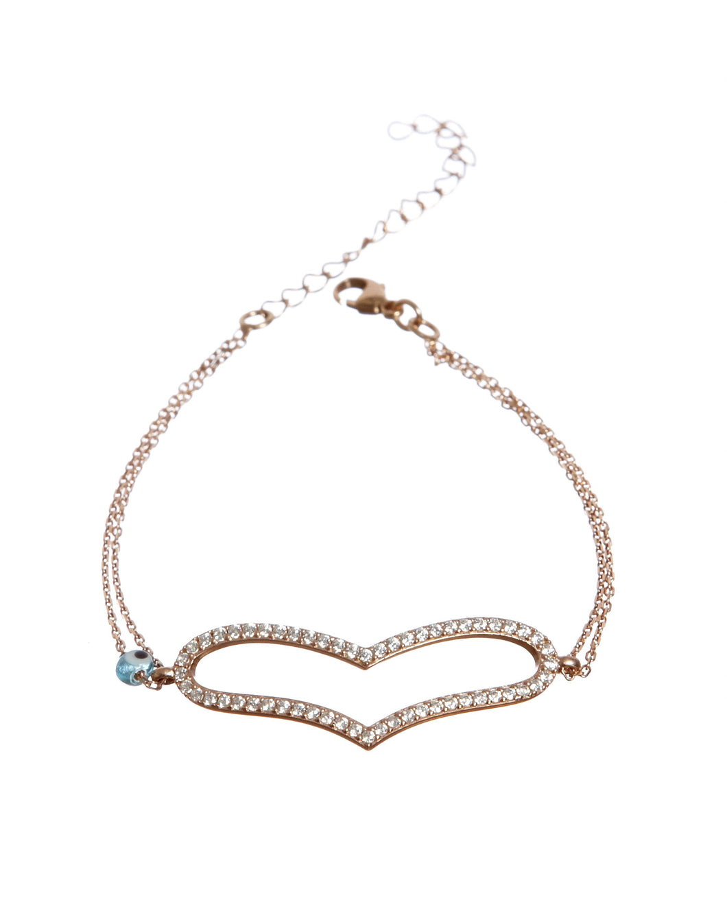 Pave Open Heart Rose Gold Bracelet - Topaz Jewelry