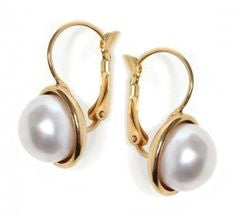 Gold Plated Drop Pearl Earrings - Topaz Jewelry