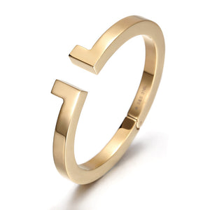 Gold Stainless Steel Open Cuff Bracelet,T Bracelet,T Open Cuff,T Cuff Bangle - Topaz Jewelry