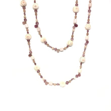 Load image into Gallery viewer, Rose Quartz Long Necklace,Pink Gemstone Necklace,Shell Long Necklace - Topaz Jewelry
