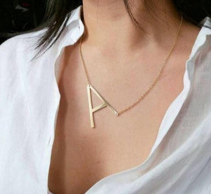 Sideway Letter A Necklace, Personalized Letter A Necklace, Large Letter A Necklace, Topaz Jewelry